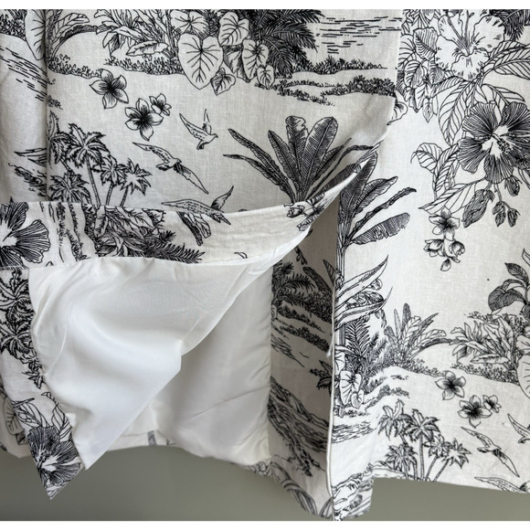 H by HALSTON Medium Linen Blend Blazer Jacket Cream Black Tropical Print Office - Picture 11 of 16